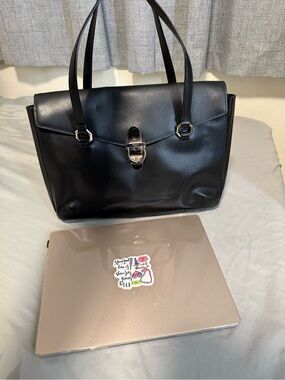 Ferragamo black leather (laptop fits) (laptop not included)